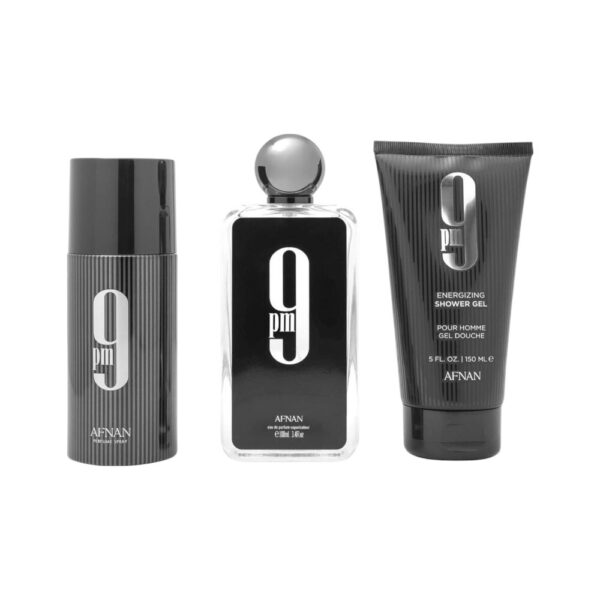 Afnan Gift Set 9 PM Eau De Parfum 100 ML + Deodorant 150 ML + Shower Gel 150 ML,