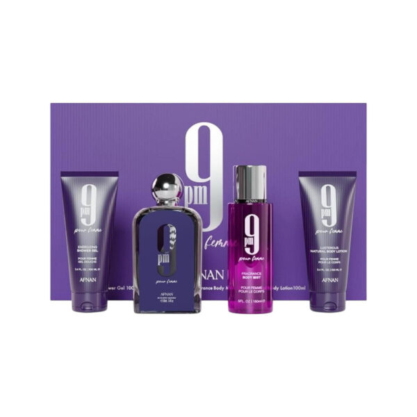 Afnan Gift Set 9 Parfum 100 ML + Shower Gel 100 ML + Body Lotion100 ML + Body Mist 150 ML