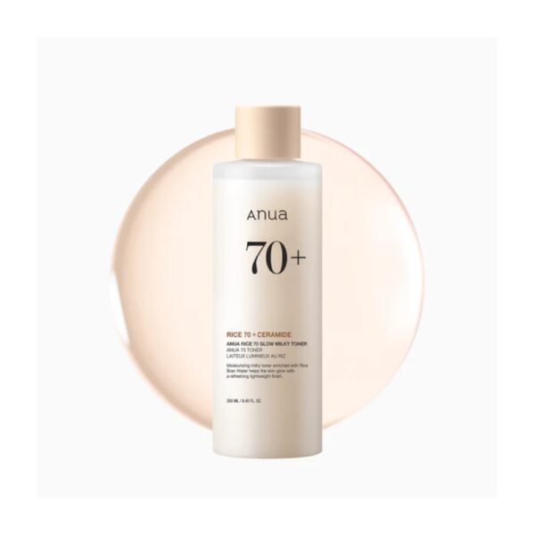ANUA Rice 70 Glow Milky Toner, for Glass Skin, Rice Water, Niacinamide, Ceramides, Panthenol
