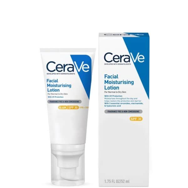 لوشن مرطب للوجه من AM مع حماية من الأشعة فوق البنفسجية SPF30 للبشرة العادية إلى الجافة، خالي من العطور