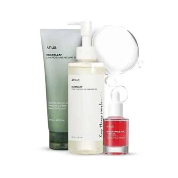 Heartleaf Lha Moisture Peeling Gel 120ml + Anua Heartleaf Pore Control Cleansing Oil + Anua 10%