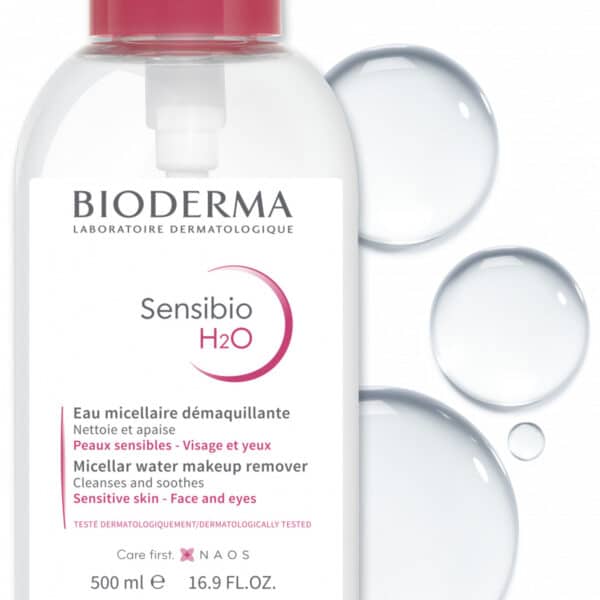 محلول ميسيلار منظف بمضخة سينسيبيو H20، ماء ميسيلار 500 مل