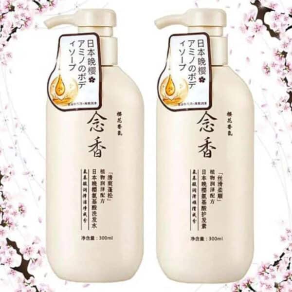 شامبو وبلسم زهرة الربيع المسائية الياباني لعلاج تساقط الشعر ونموه ليصبح ناعمًا وكثيفًا