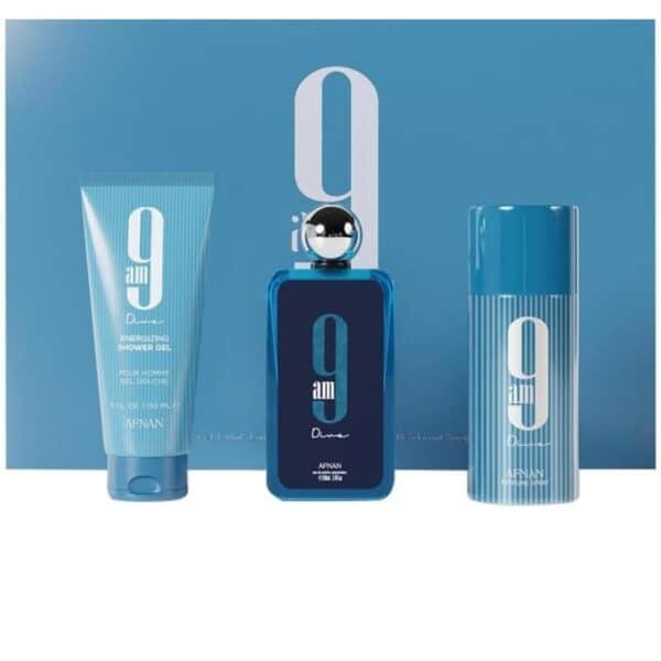 مجموعة هدايا 9 AM Dive Eau De Parfum 100 ML + مزيل عرق 150 ML + جل استحمام 150 ML،