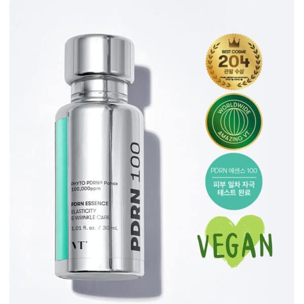 VT COSMETICS PDRN 100 Essence, Korean Gingseng Plant-derived PDRN Serum for Natural Glow, Korean sk