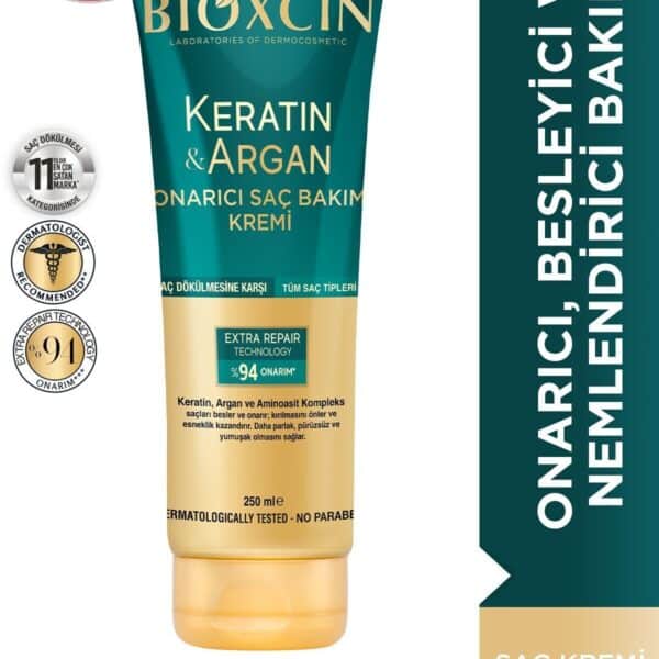 كريم العناية بالشعر بالكيراتين والأرغان - قطعتين، 250 مل، للشعر التالف والحساس