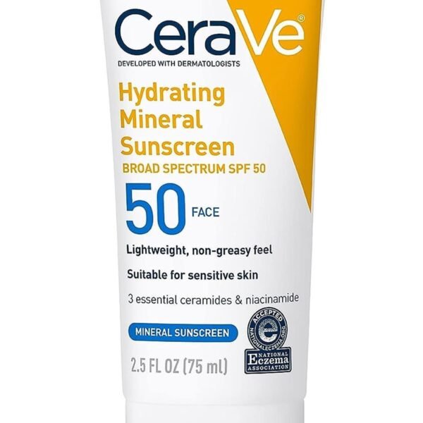 CeraVe 100% Mineral Sunscreen SPF 50, Face sunscreen 75 ml