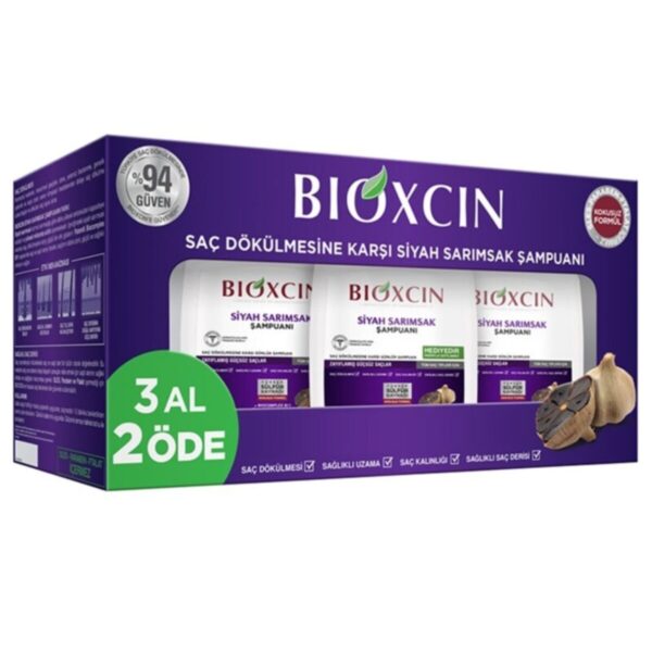 Saç Dökülmesine Karşı Siyah Sarımsak Şampuanı 300 مل 3 Al 2 Öde (tüm Saç Tipleri)